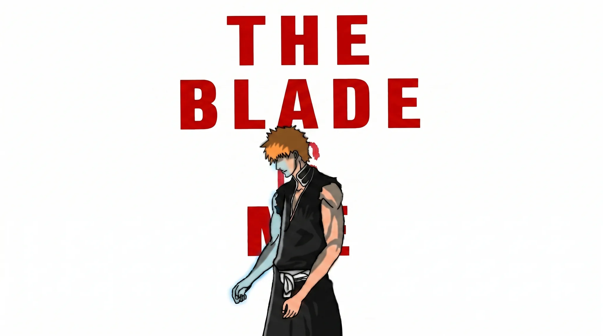 Blade Is Me, lights on. In daylight, one figure stands under the title.