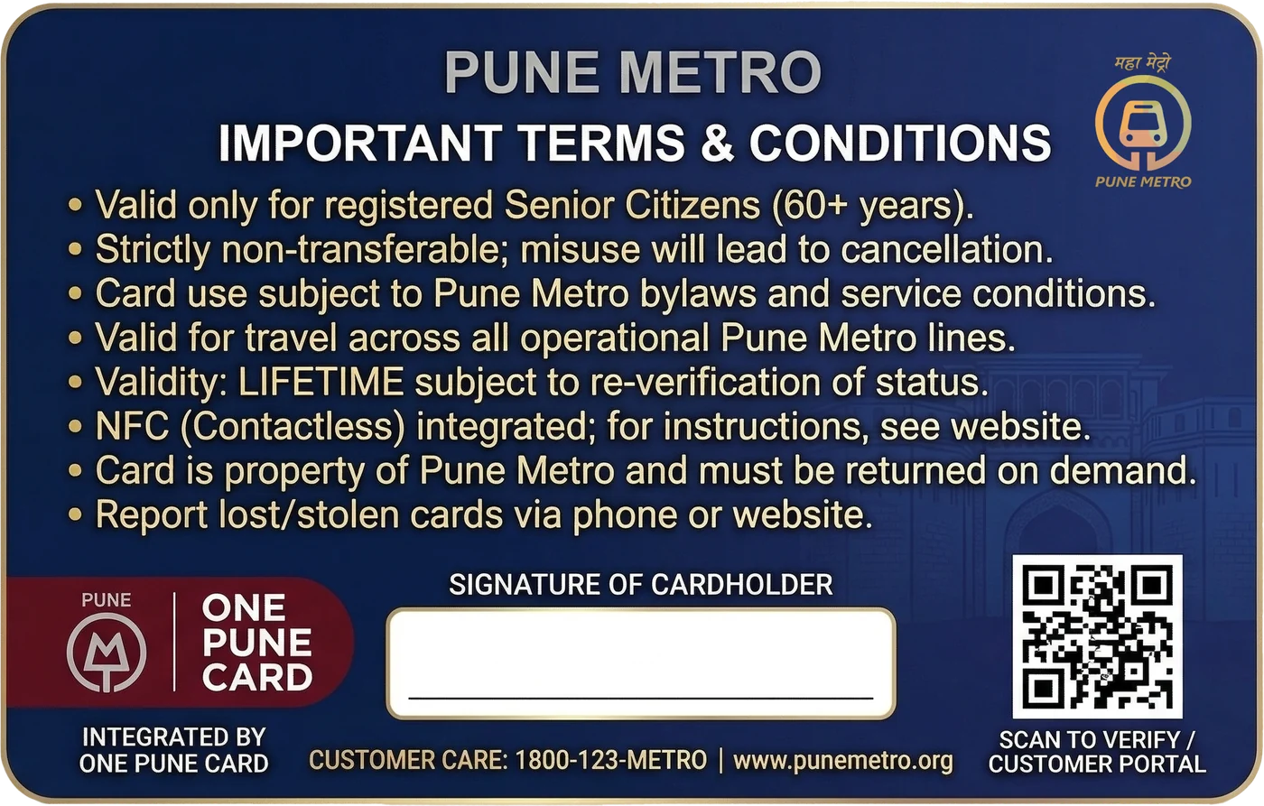 Silver Pass back: terms and conditions, a signature strip and a verification QR code