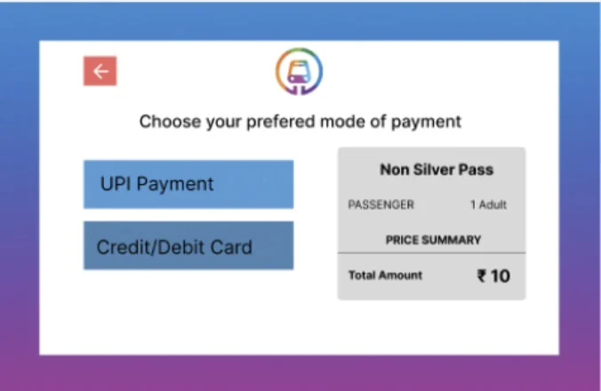 Pay by UPI or card, with the price in plain view.